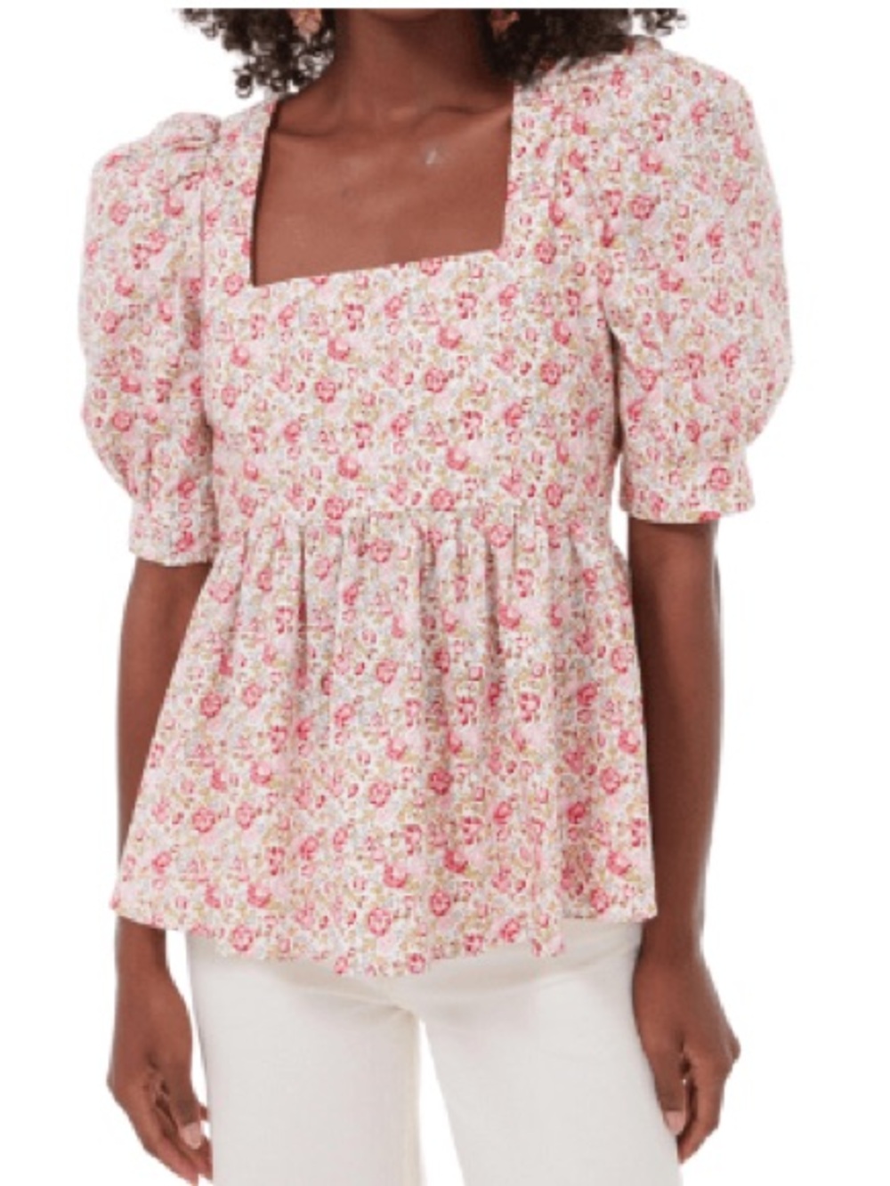 Tuckernuck Hyacinth House Floral Puff Sleeve Peplum Top Cottagecore Size XS